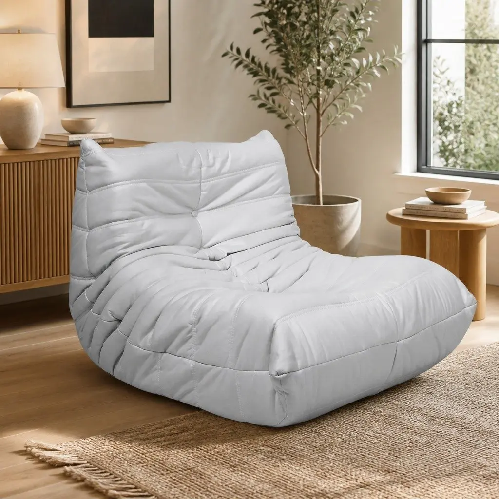 Floor Chair Caterpillar Lounge Sofa Grey Single Seat Relaxing Furniture