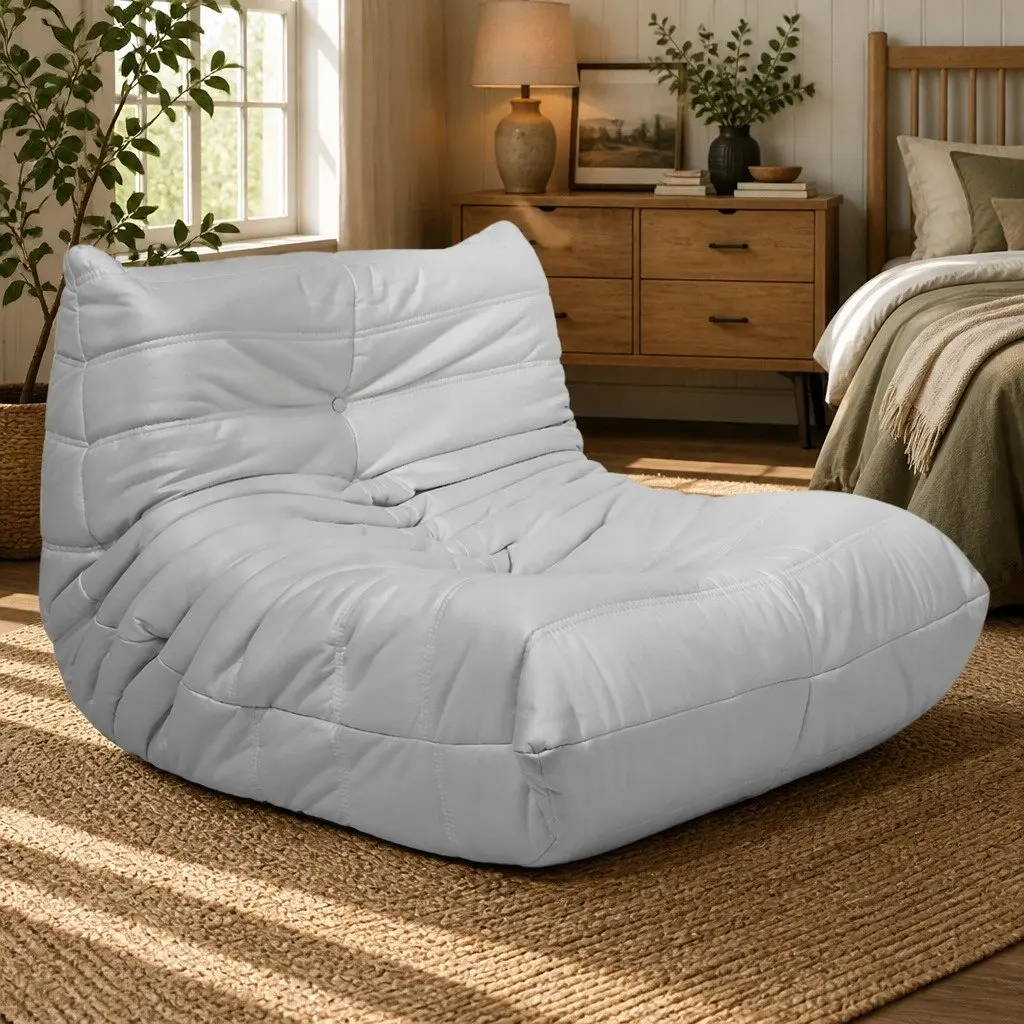 Floor Chair Caterpillar Lounge Sofa Grey Single Seat Relaxing Furniture