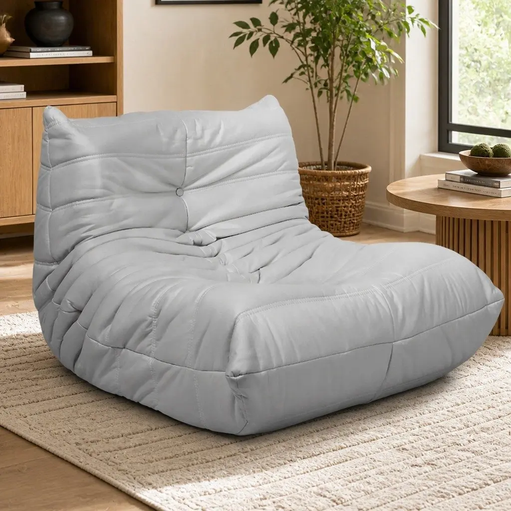 Floor Chair Caterpillar Lounge Sofa Grey Single Seat Relaxing Furniture