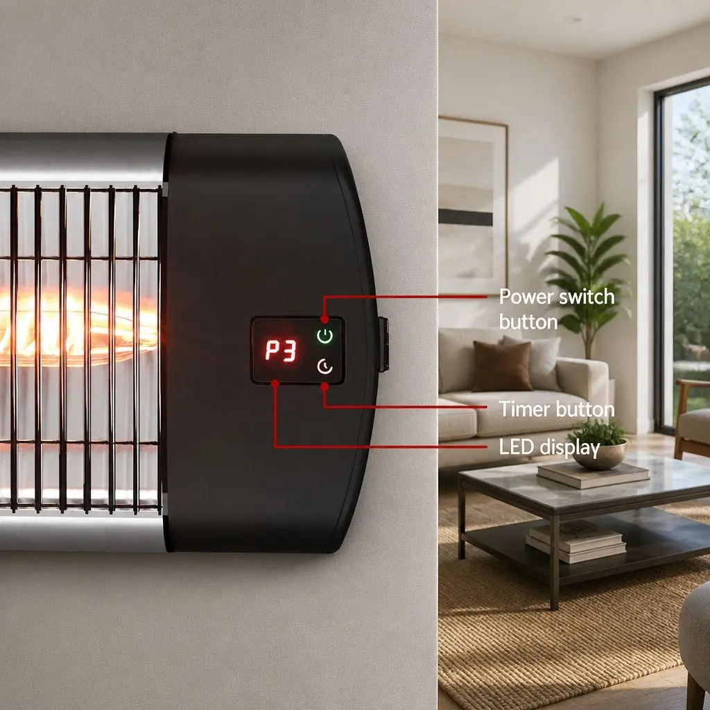 Electric Radiant Strip Heater 3000W Wall Ceiling Mount Indoor Outdoor Remote