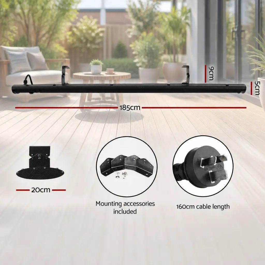 Electric Radiant Strip Heater Outdoor 3200W Wall Ceiling Mount Remote Control
