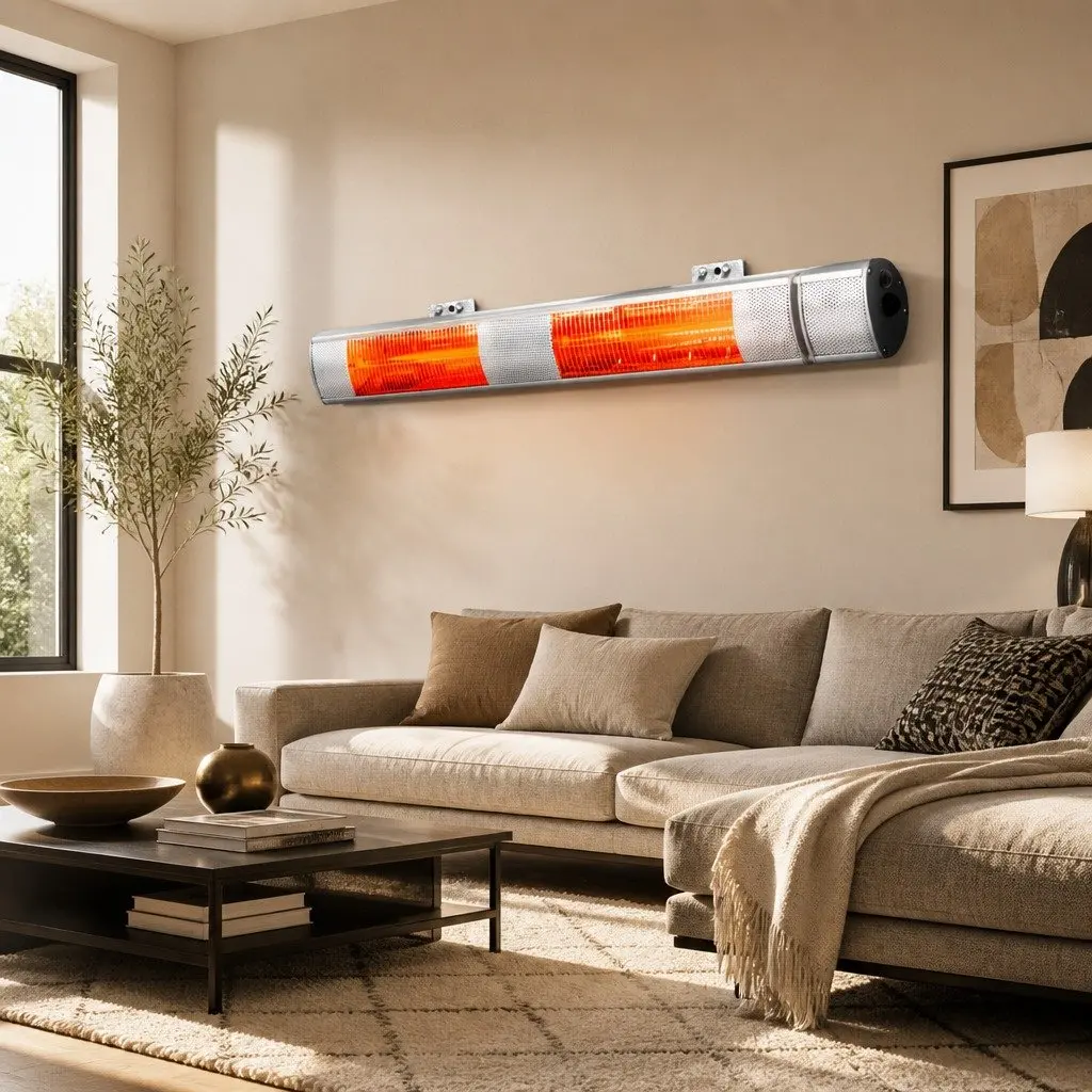 Electric Strip Heater Infrared Radiant Heating System 3000W Wall Mount Silver