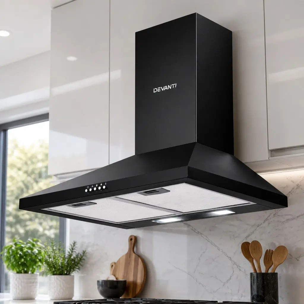 600mm Range Hood Wall Mounted Kitchen Extractor Fan 3-Speed Black