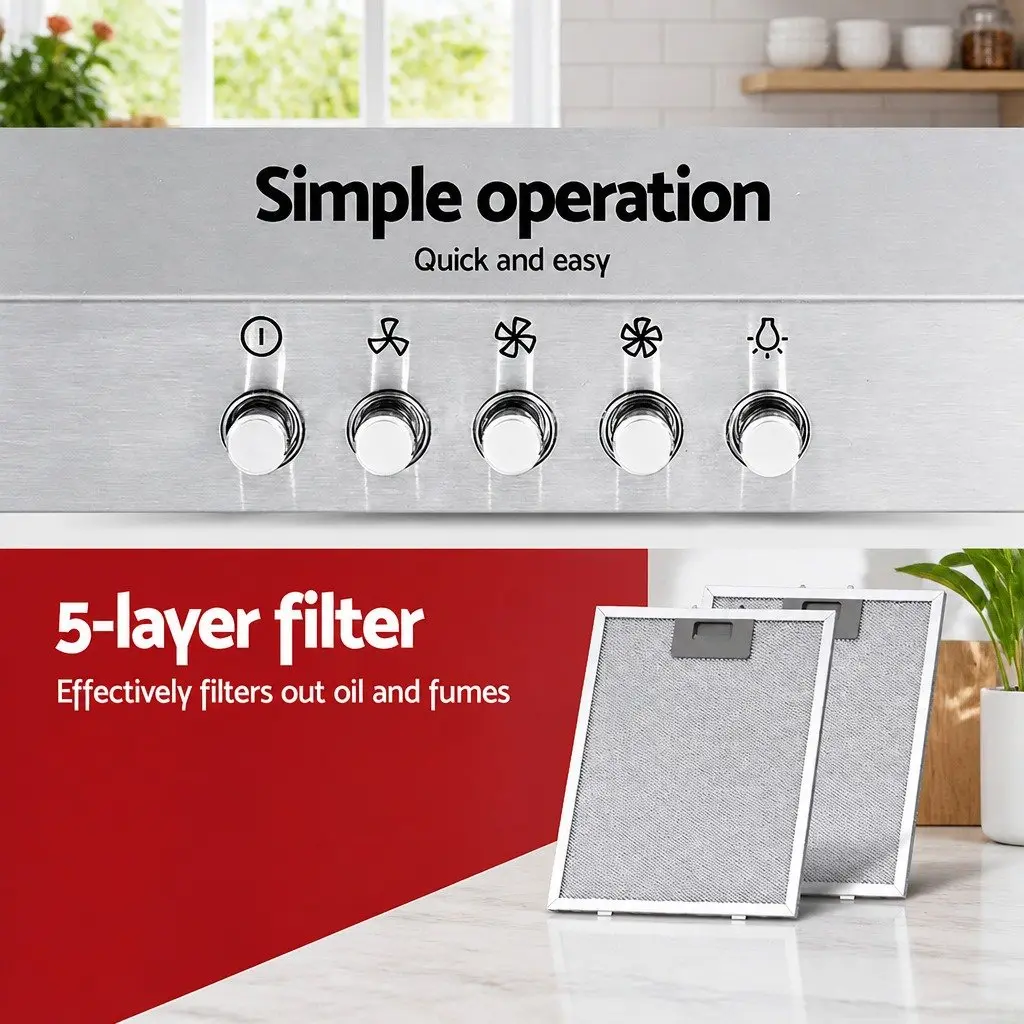 Range Hood Wall Mounted Kitchen Extraction Fan 600mm Stainless Steel Silver