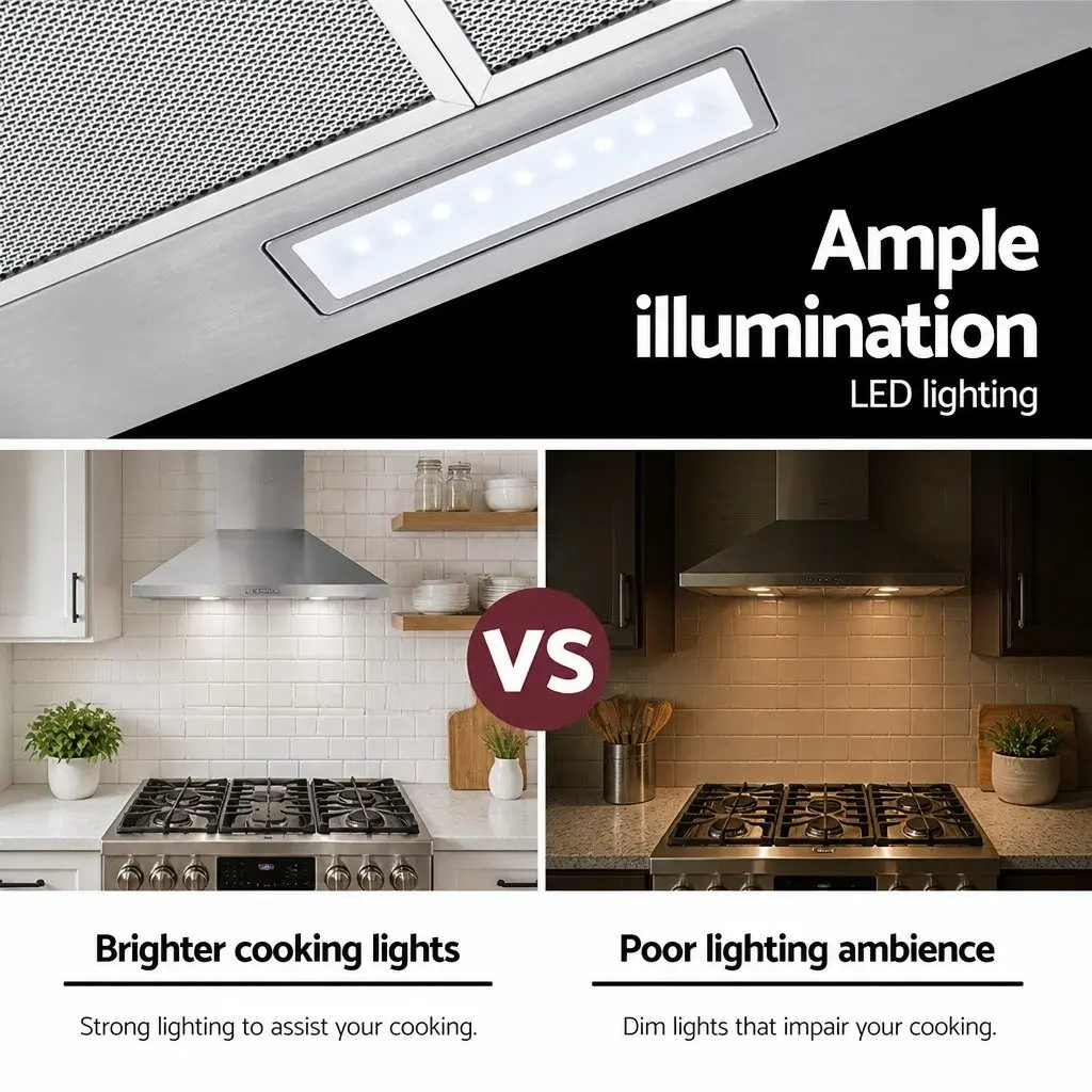 Range Hood Wall Mounted Kitchen Extraction Fan 600mm Stainless Steel Silver