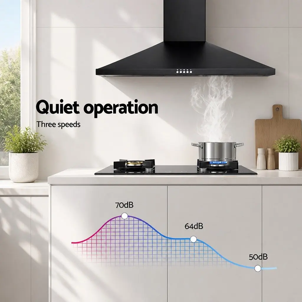 Wall Mounted Range Hood Kitchen Extractor Fan 900mm Black
