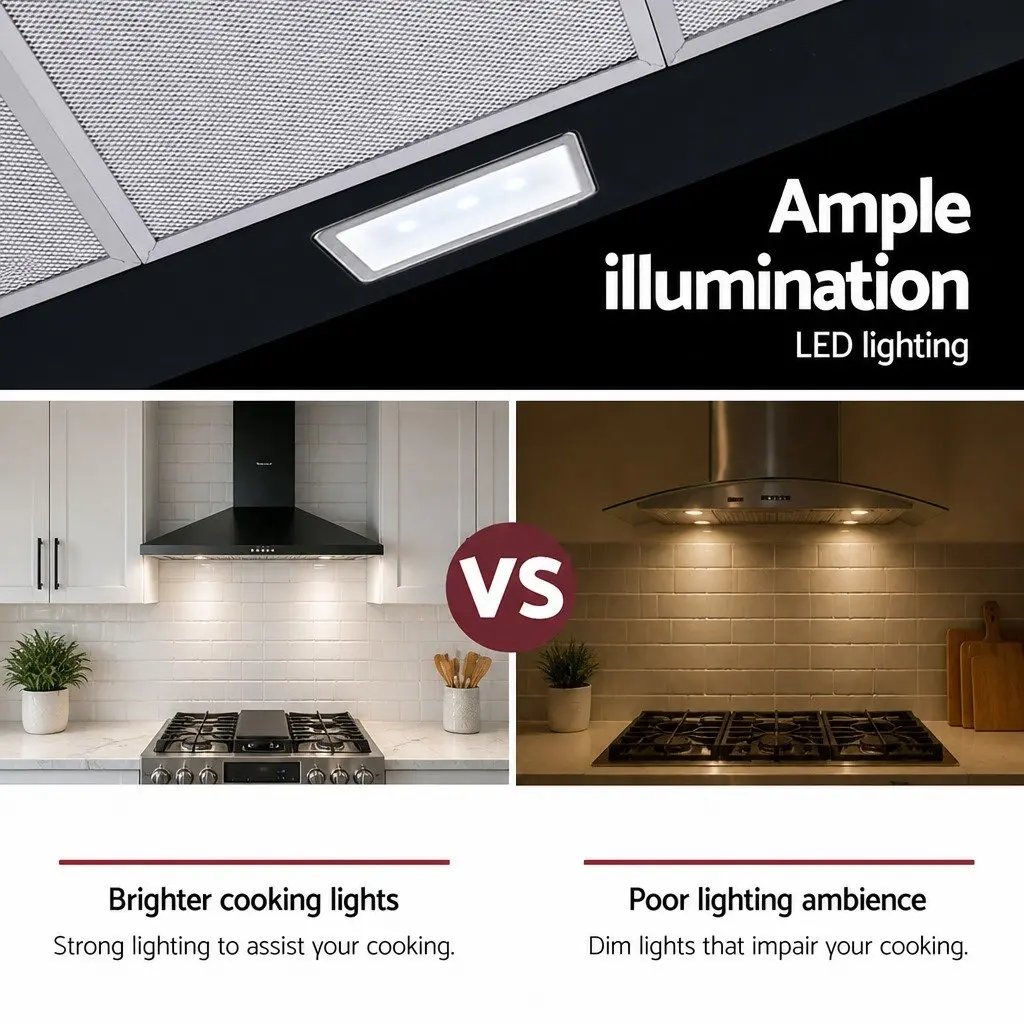 Wall Mounted Range Hood Kitchen Extractor Fan 900mm Black