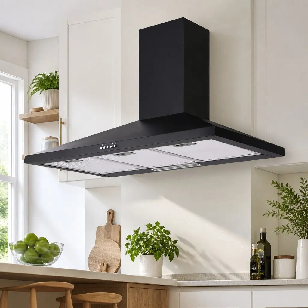 Wall Mounted Range Hood Kitchen Extractor Fan 900mm Black