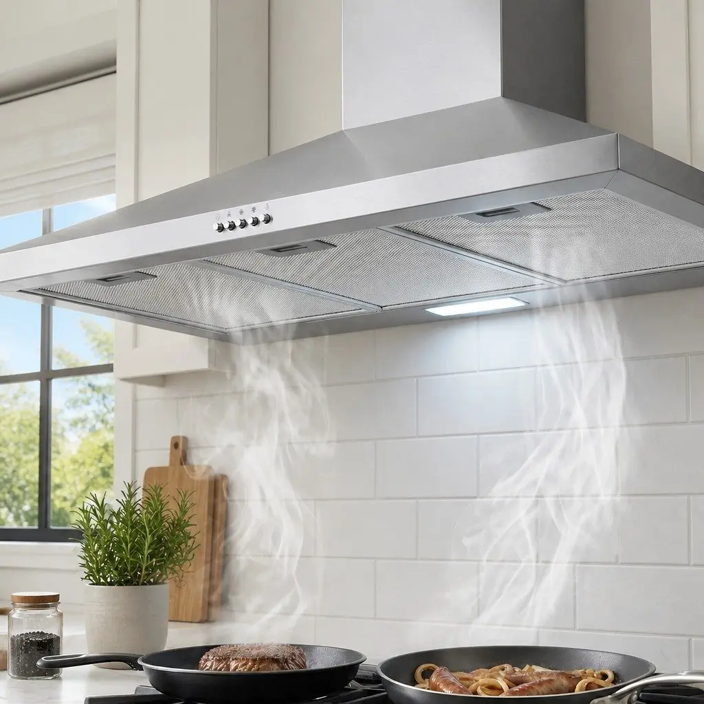 900mmWallMountedExtractorFanStainlessSteelKitchenRangeHoodSilver