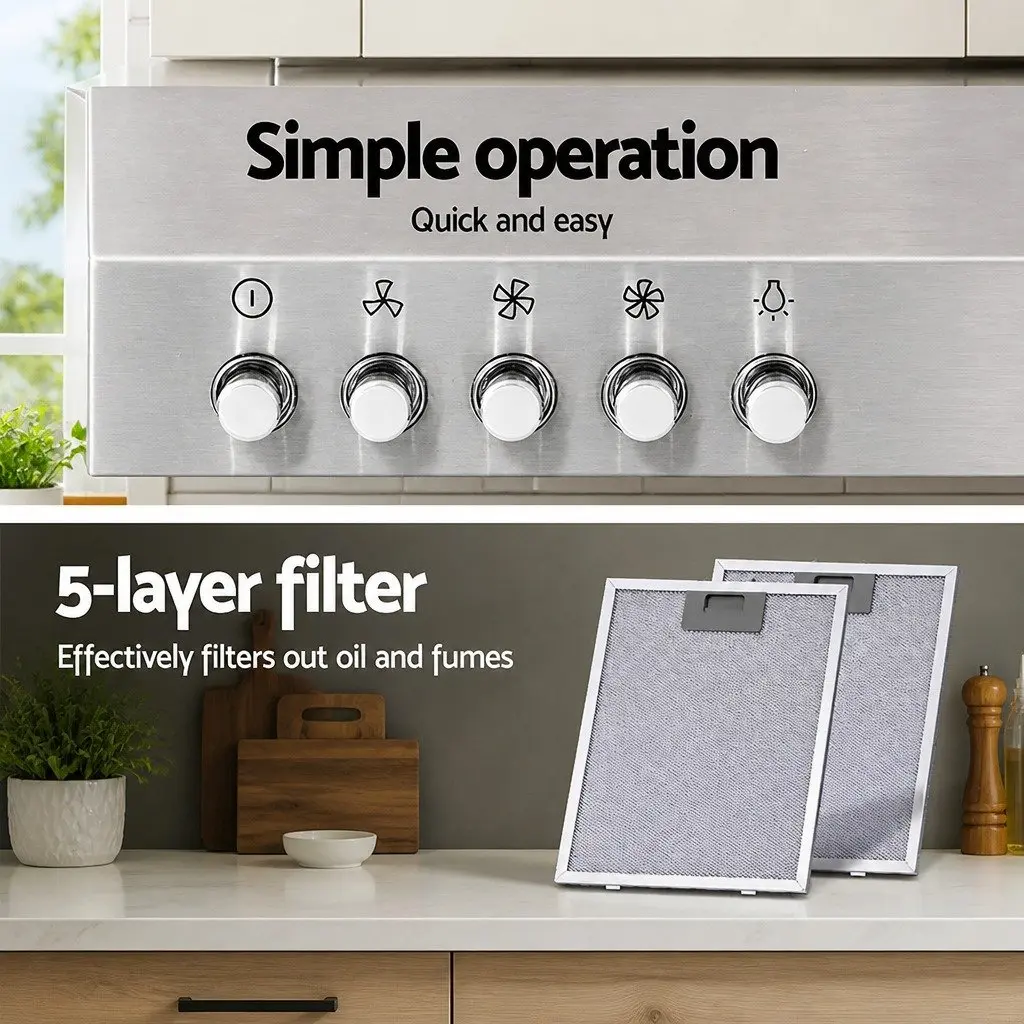 900mmWallMountedExtractorFanStainlessSteelKitchenRangeHoodSilver