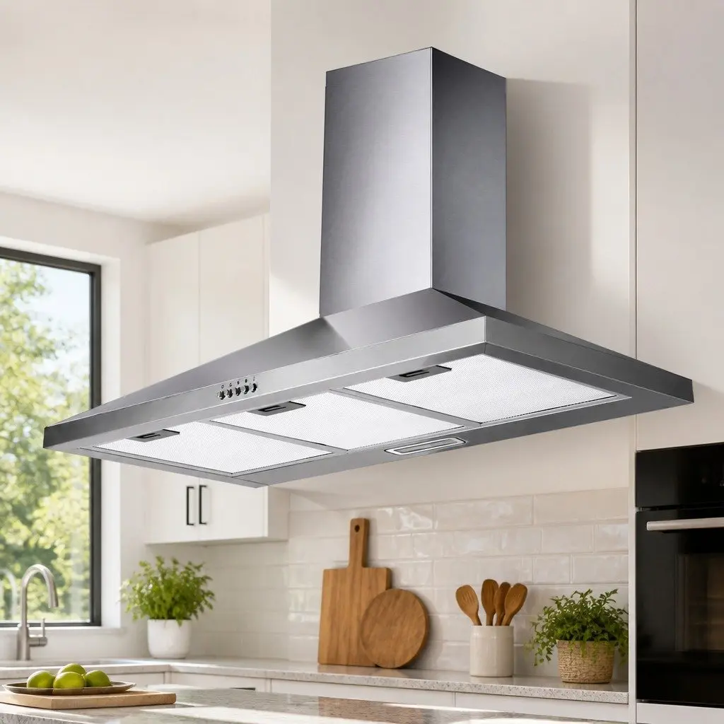 900mmWallMountedExtractorFanStainlessSteelKitchenRangeHoodSilver