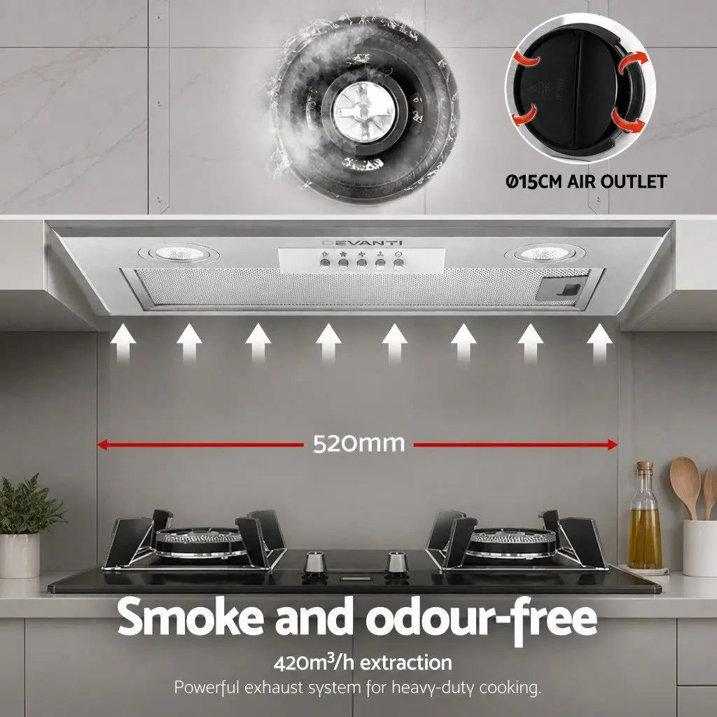 520mm Undermount Range Hood for Cleaner Kitchens