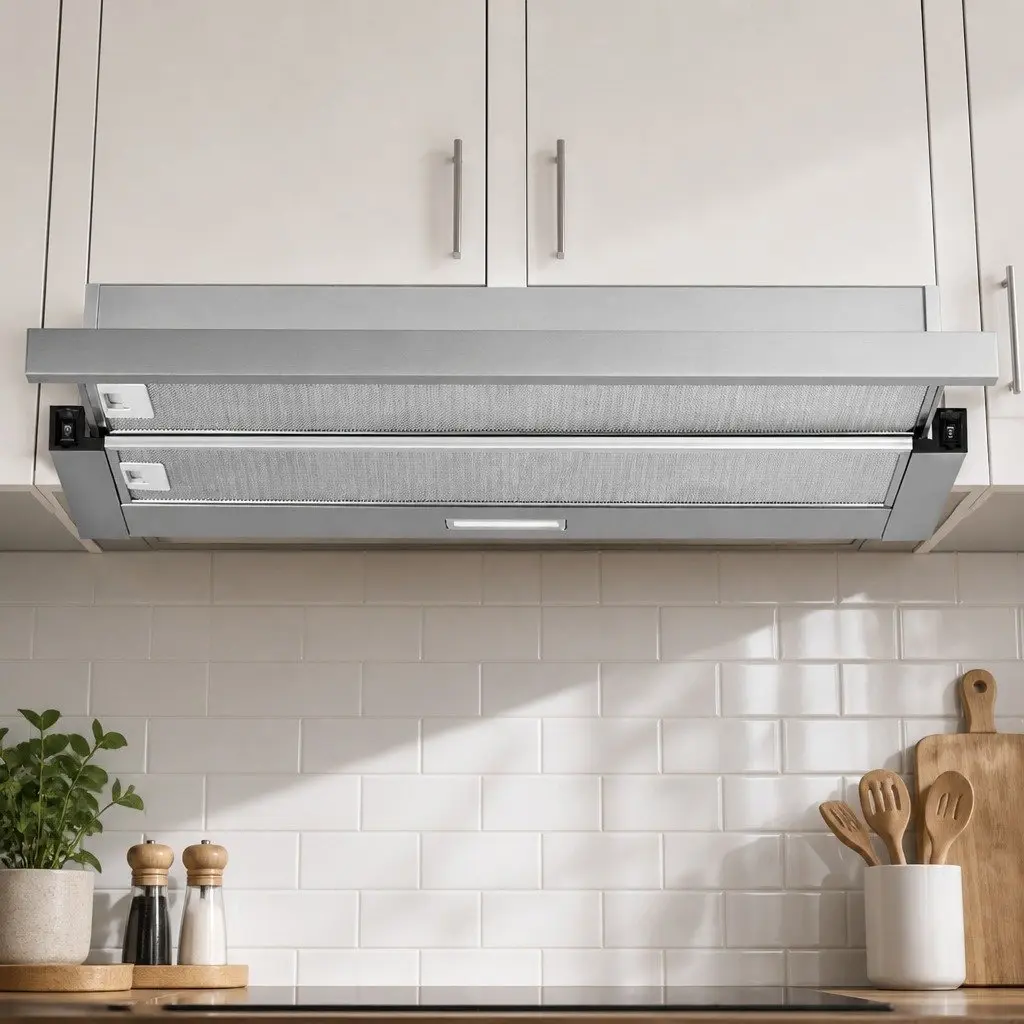 Slide Out Range Hood Kitchen Exhaust 90cm Stainless Steel Silver