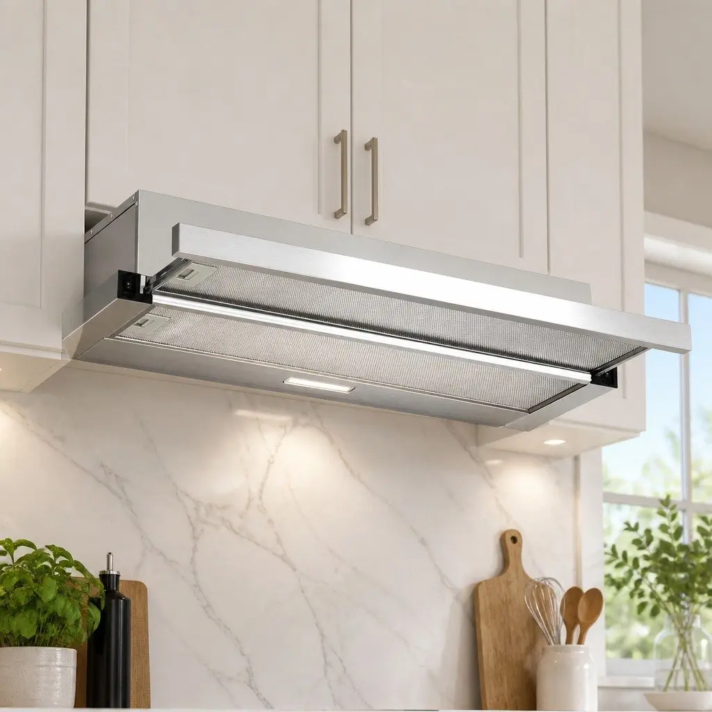 Slide Out Range Hood Kitchen Exhaust 90cm Stainless Steel Silver