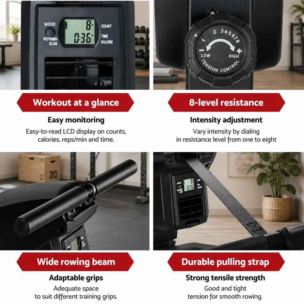 Rowing Machine with Adjustable Resistance Levels