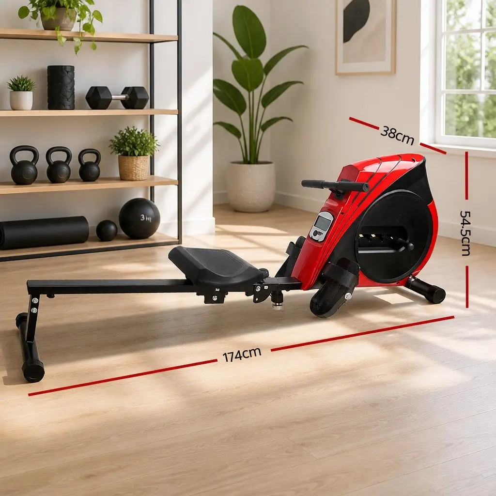 Rowing Machine for Home Fitness with Elastic Rope Resistance Adjustable Levels Black