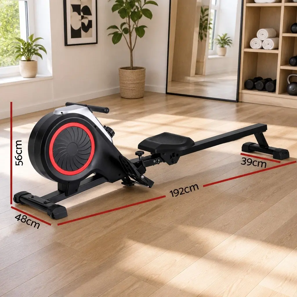 Rowing Machine Magnetic Rower 16 Resistance Levels Foldable Black Home Cardio Workout