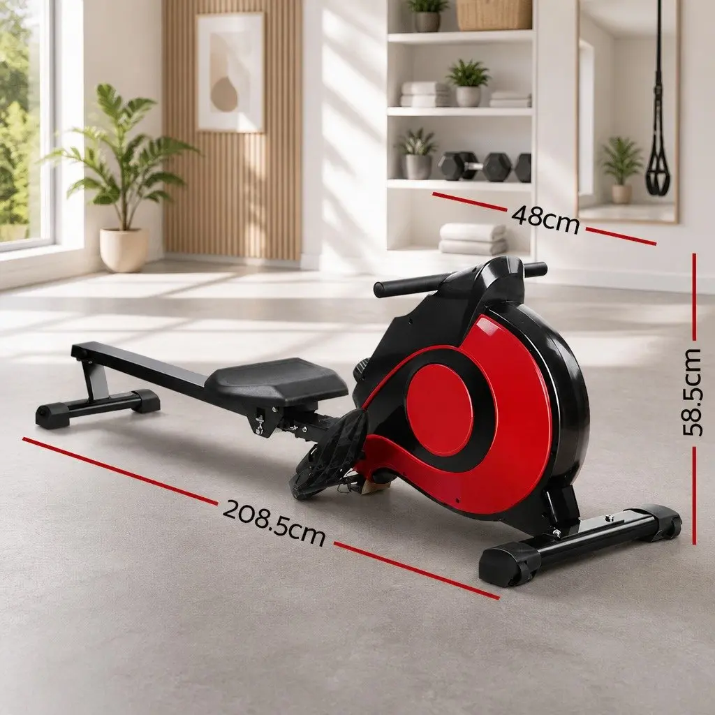 Rowing Machine Magnetic Resistance Home Cardio Exercise Full-Body Workout Steel Frame Black