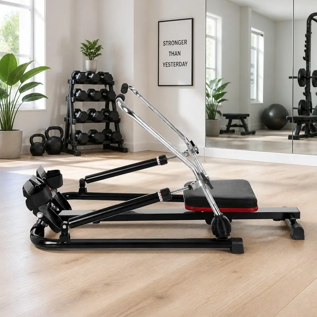 Rowing Machine Hydraulic Rower Home Gym Cardio Fitness 12 Levels Black