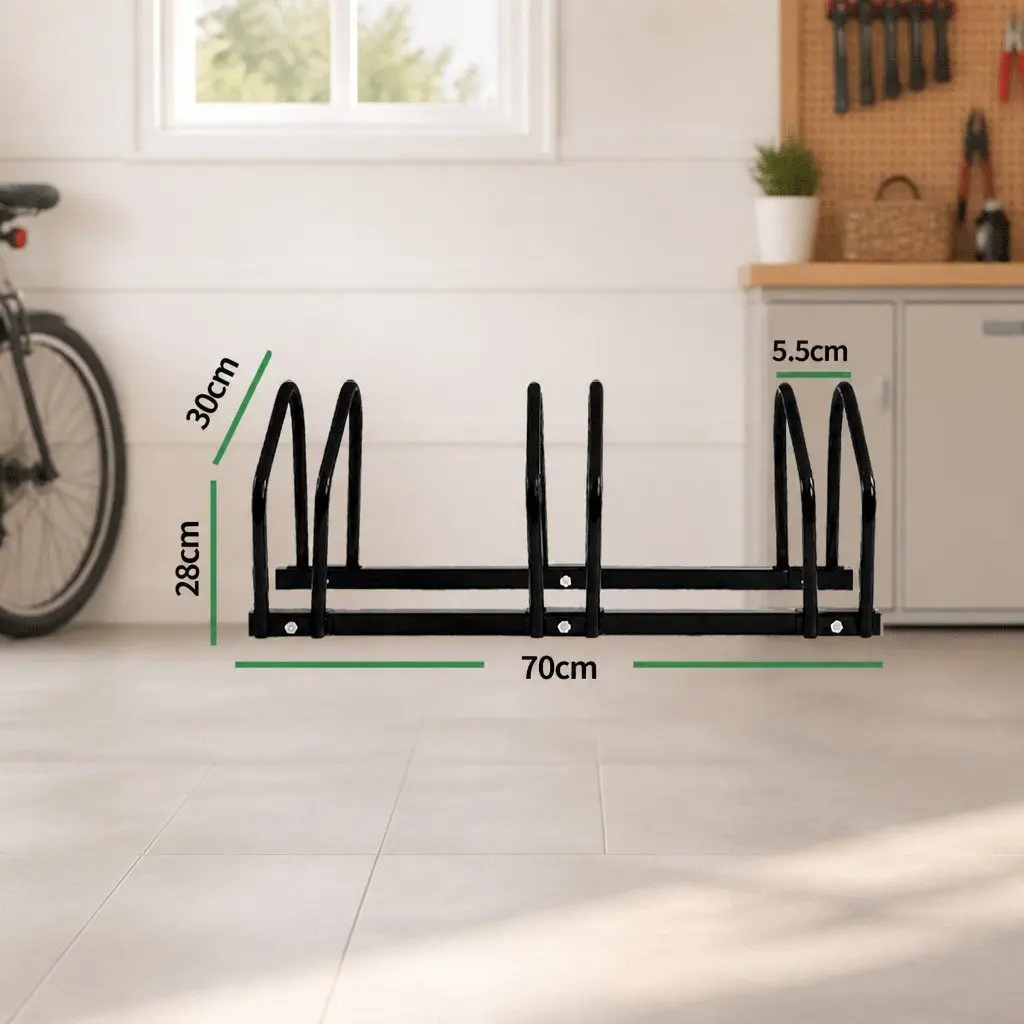 Bike Floor Parking Rack Stand Upright Storage for Standard Wheel Black