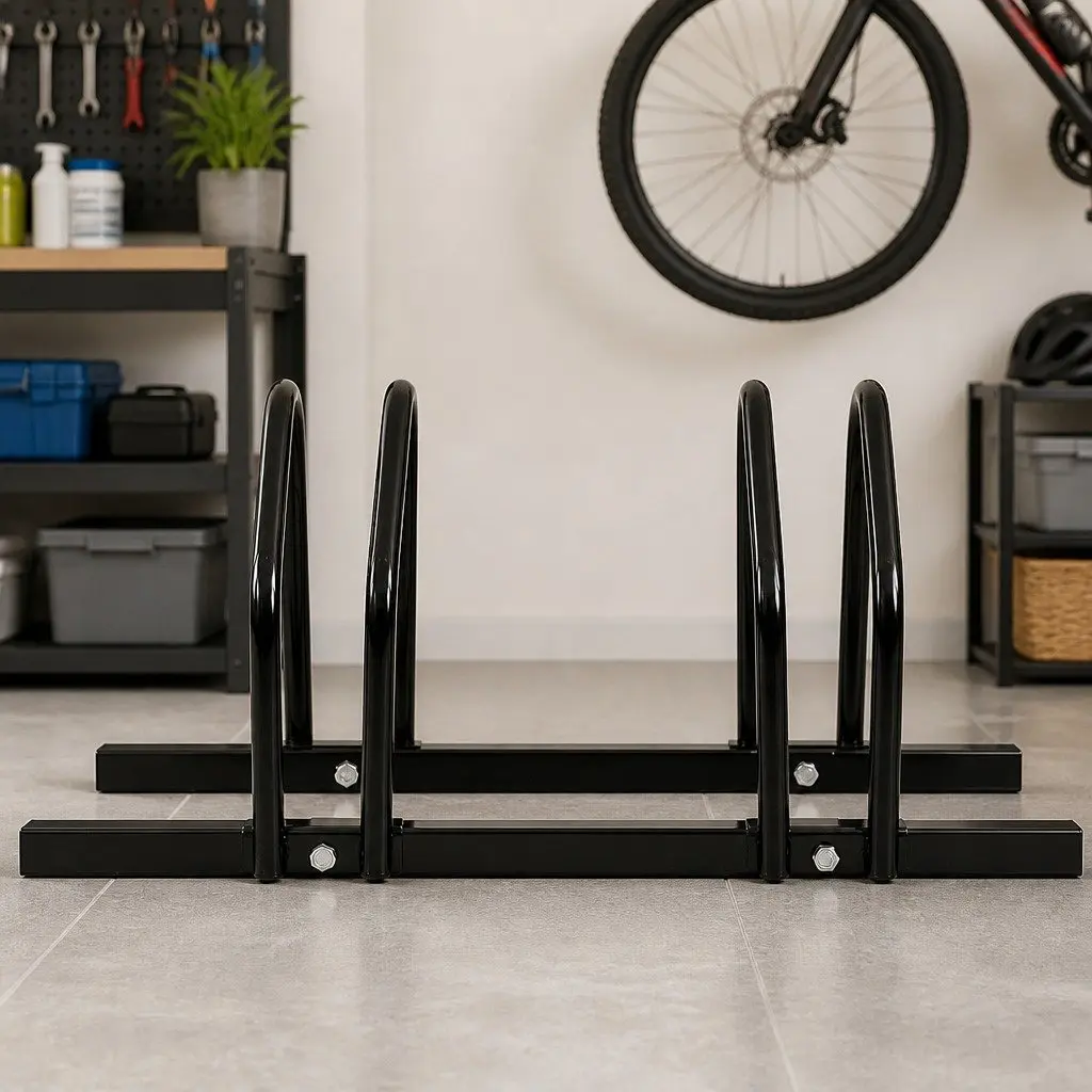 Bike Floor Parking Rack Stand Upright Storage for Standard Wheel Black