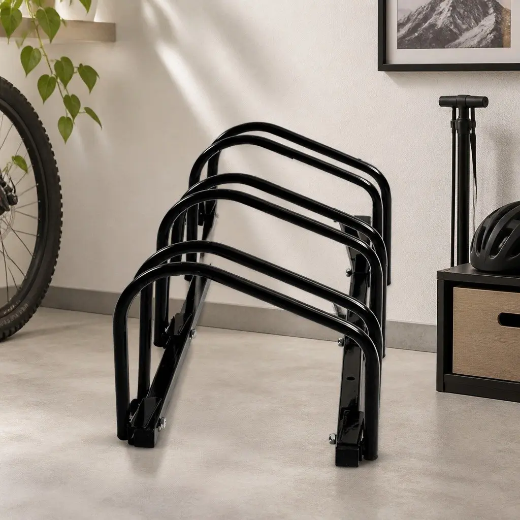 Bike Floor Parking Rack Stand Upright Storage for Standard Wheel Black