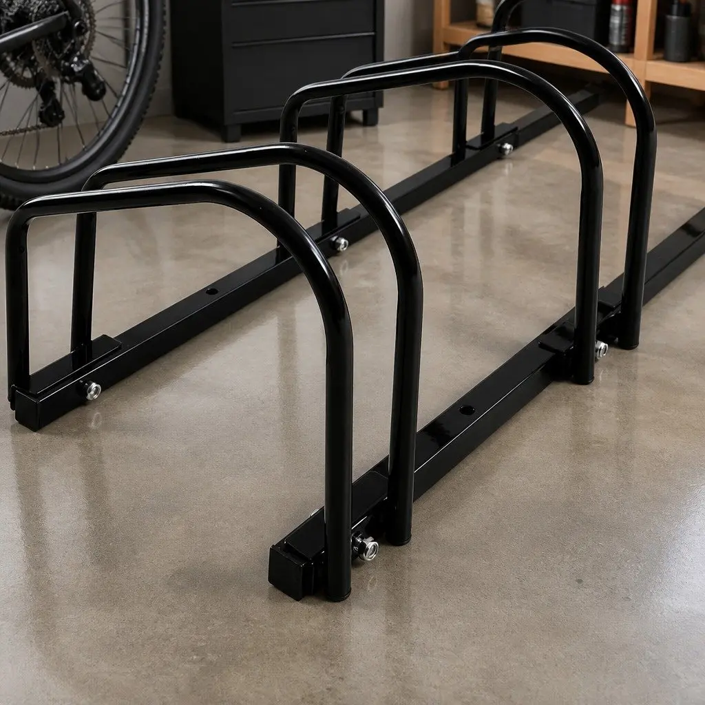 Bike Stand Floor Parking Rack Upright Storage for 4 Bicycles Black