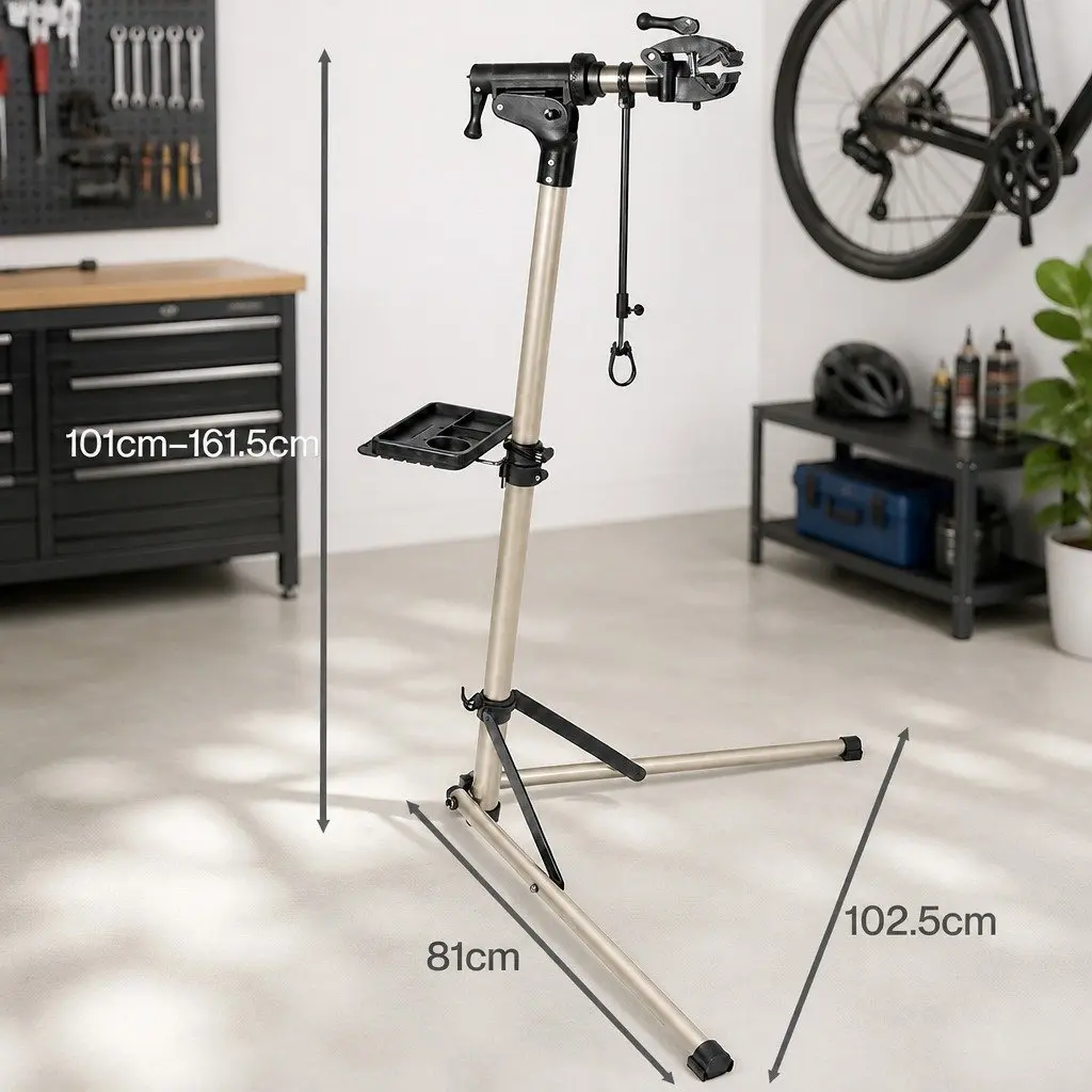 Bicycle Repair Stand Adjustable 360° Rotating Clamp Foldable Champagne