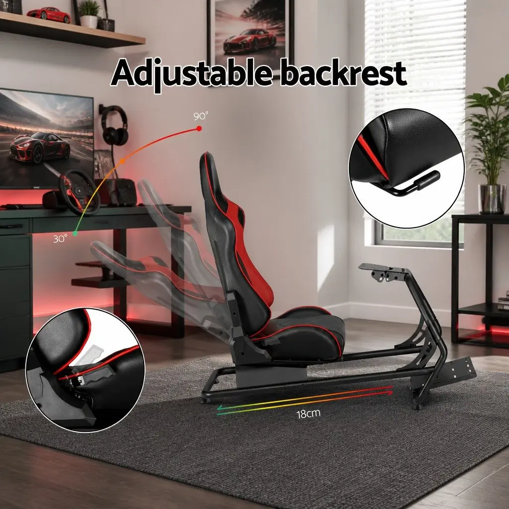 Racing Simulator Cockpit Gaming Chair Adjustable Steering Wheel Pedal Mount Black 130 x 48.5 x 110 cm