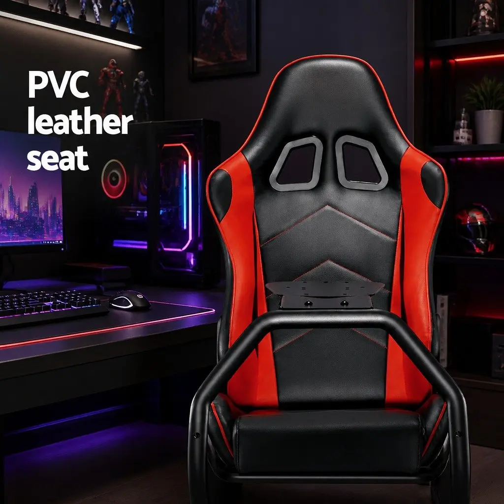 Racing Simulator Cockpit Gaming Chair Adjustable Steering Wheel Pedal Mount Black 130 x 48.5 x 110 cm