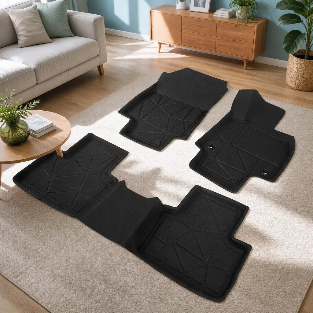 Car Rubber Floor Mats Front Rear For RAV4 2019-2022 Non-Slip Black