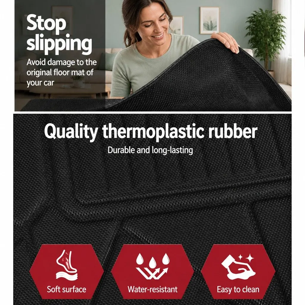 Car Rubber Floor Mats Front Rear For RAV4 2019-2022 Non-Slip Black