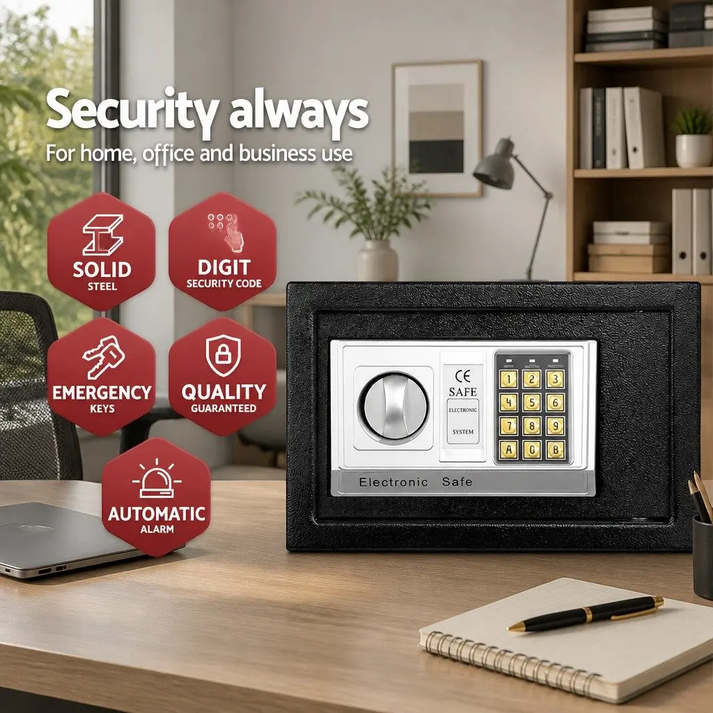 Electronic Digital Safe Box Security 8.5L Black Home Office