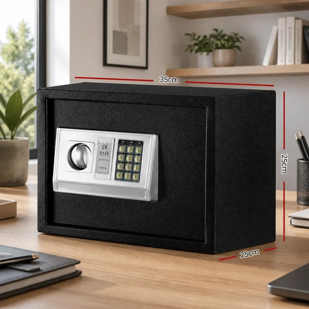 Electronic Digital Safe Box 16L Home Office Security Steel Black Deposit