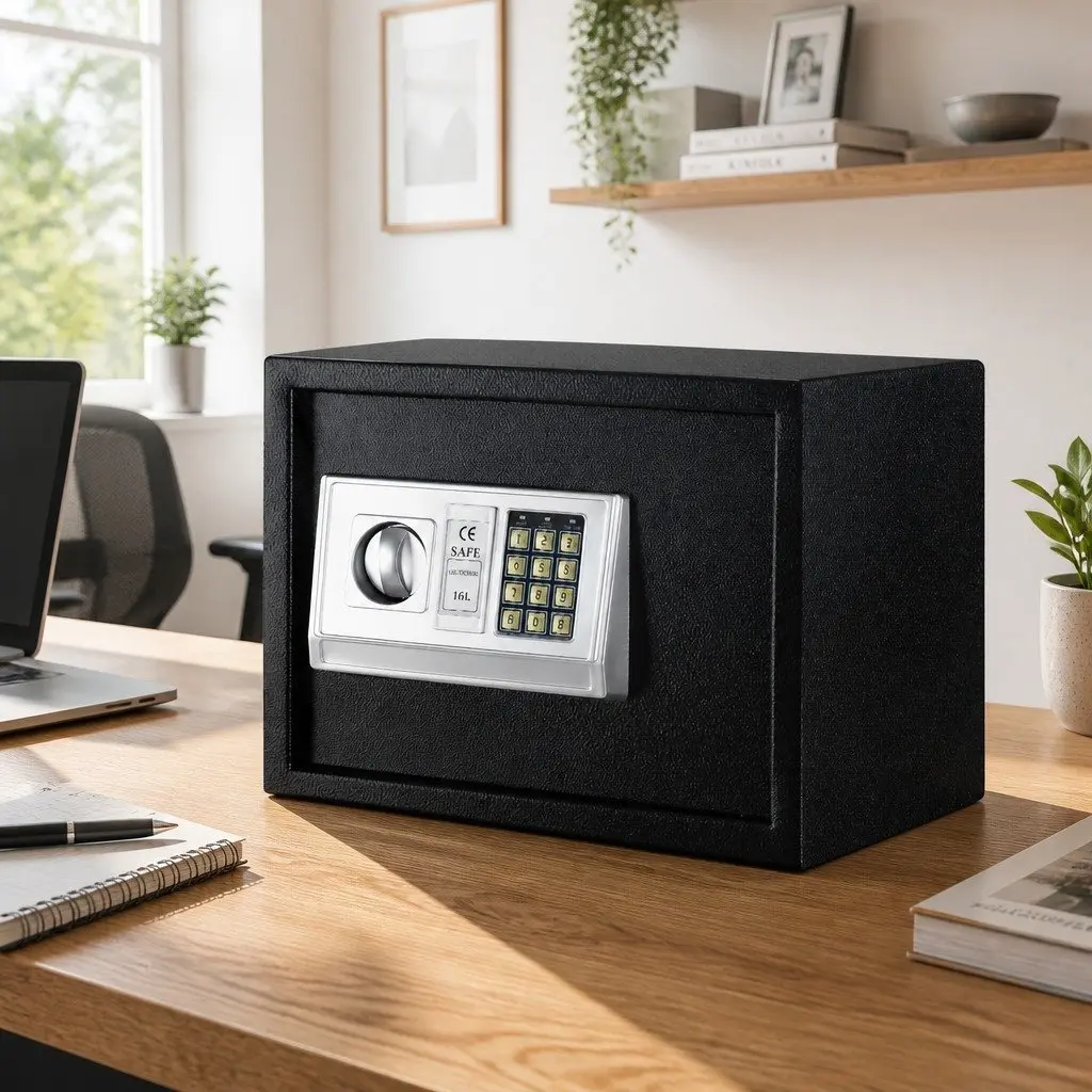 Electronic Digital Safe Box 16L Home Office Security Steel Black Deposit