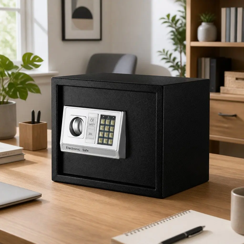 Black Steel Digital Safe Box with Emergency Access