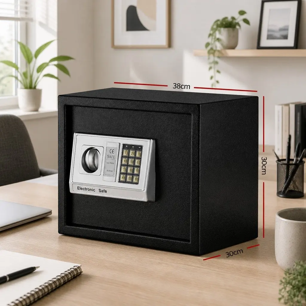Black Steel Digital Safe Box with Emergency Access