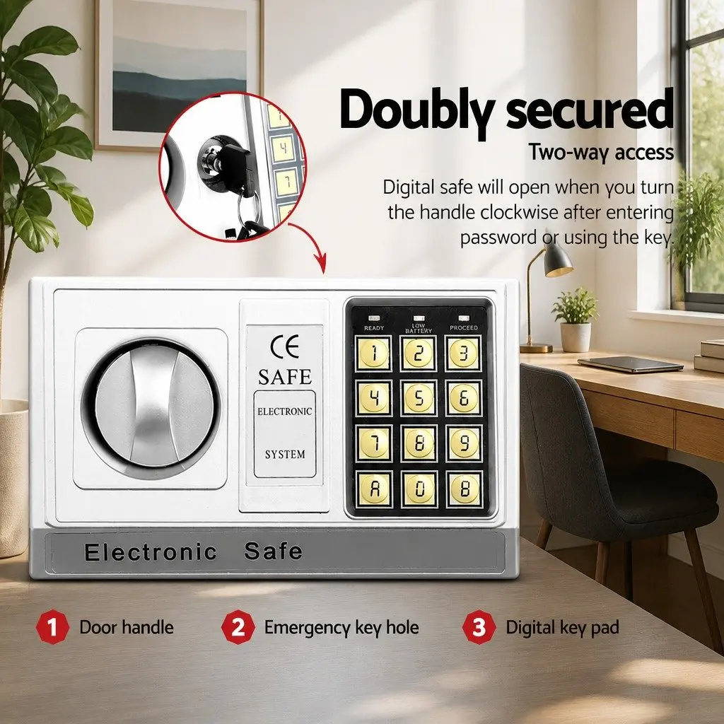 Black Steel Digital Safe Box with Emergency Access