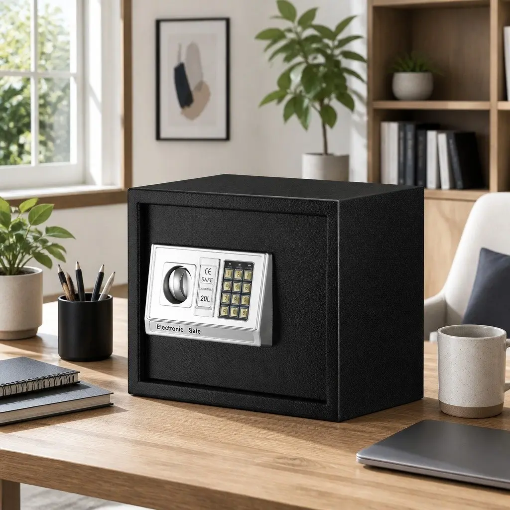 Black Steel Digital Safe Box with Emergency Access