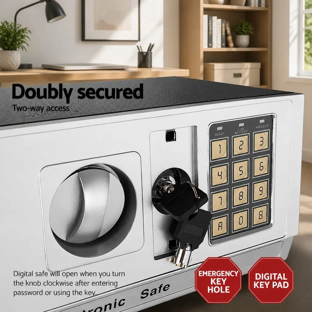 Digital Safe Box Electronic Lockbox Home Office Cash Deposit Black 50cm x 35cm x 30.5cm