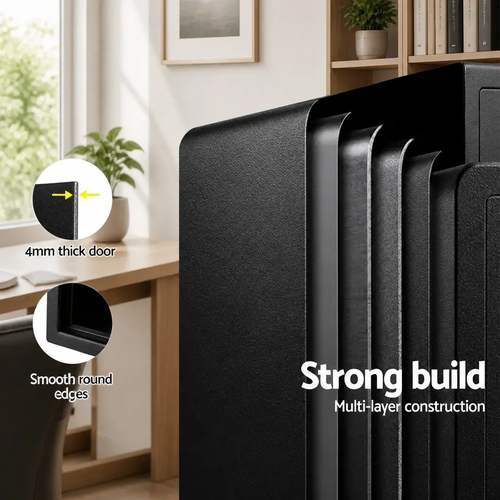Digital Safe Box Electronic Lockbox Home Office Cash Deposit Black 50cm x 35cm x 30.5cm
