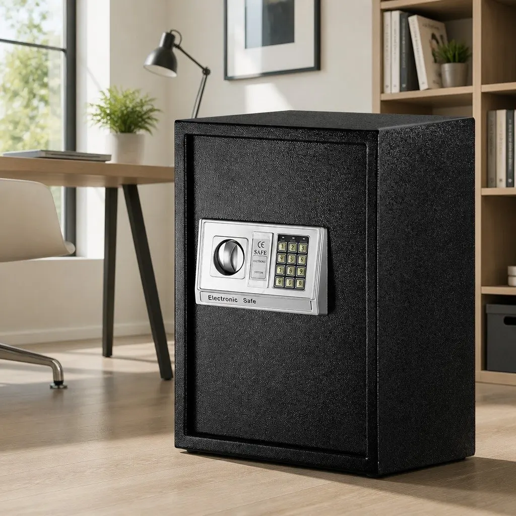 Digital Safe Box Electronic Lockbox Home Office Cash Deposit Black 50cm x 35cm x 30.5cm