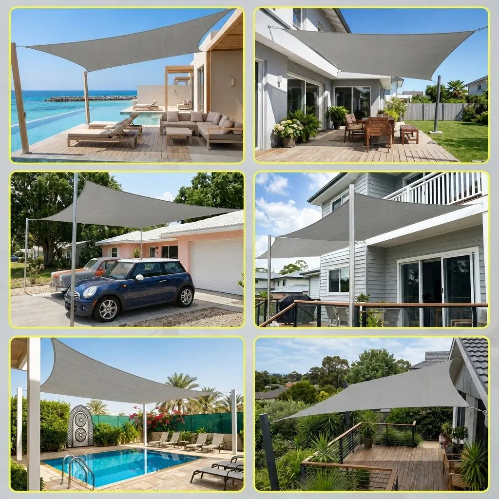Rectangle Shade Sail 2X5M Outdoor Canopy UV Block Grey
