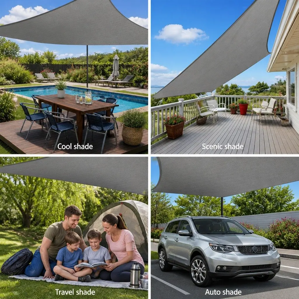 Square Shade Sail UV Protection 3x3m Grey Outdoor Patio Pool Deck Sunshade Cloth