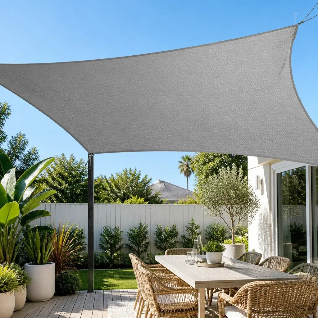 Square Shade Sail UV Protection 3x3m Grey Outdoor Patio Pool Deck Sunshade Cloth
