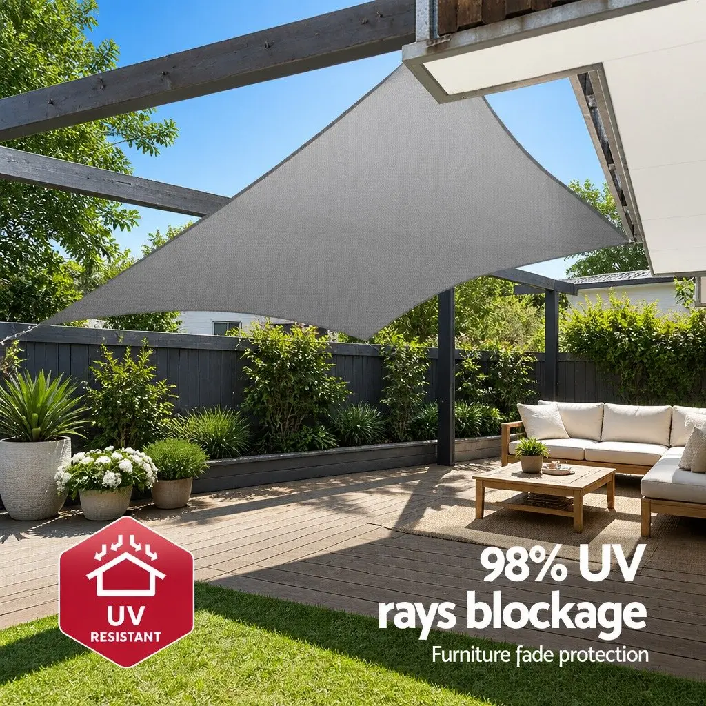 Rectangle Shade Canopy UV Protective Outdoor Sail 3m x 4m Grey Fabric