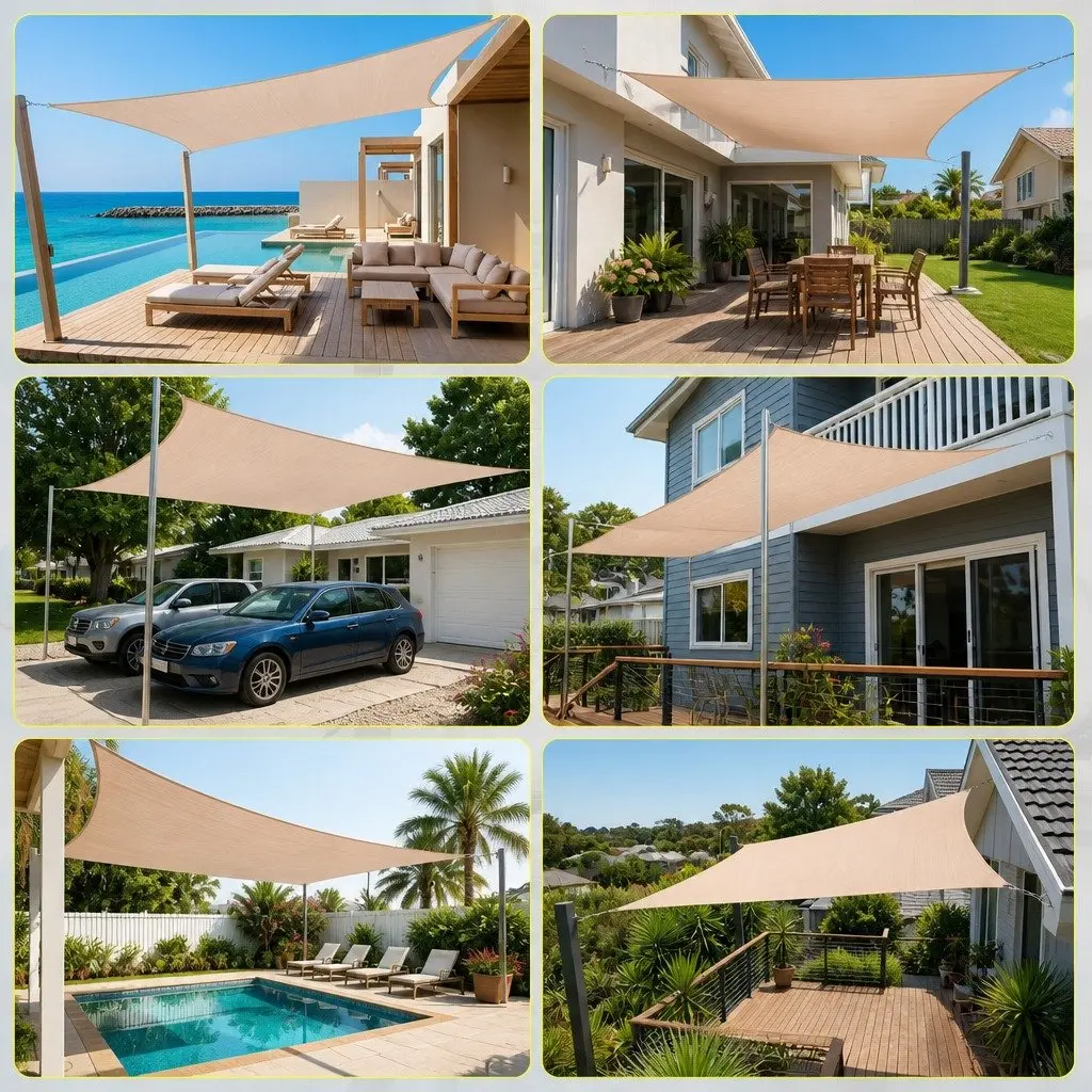 5x9M Rectangular Shade Sail Canopy for Outdoors