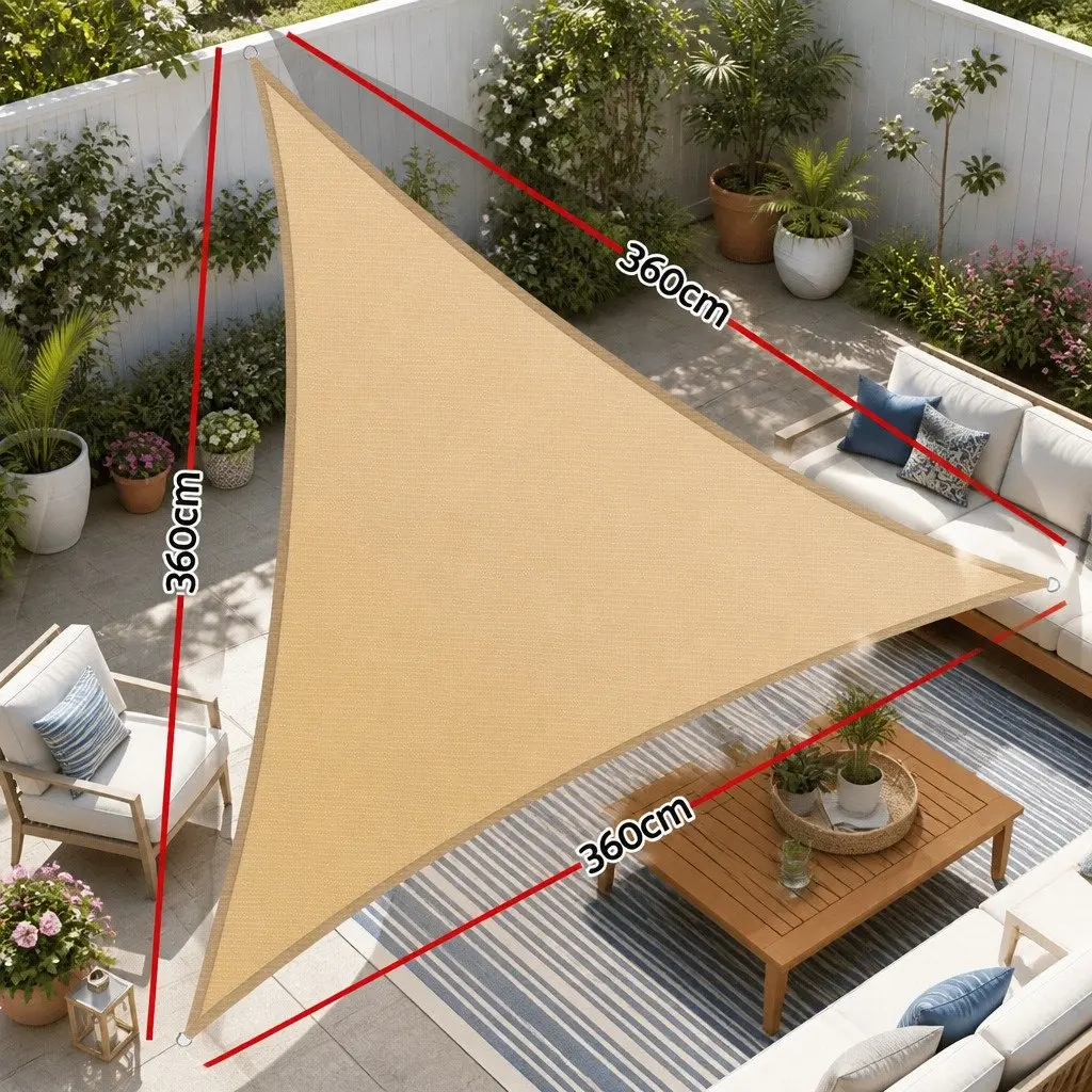 Triangle Shade Sail 3.6x3.6x3.6M Sun Canopy Sand Outdoor Patio Pool Sunshade