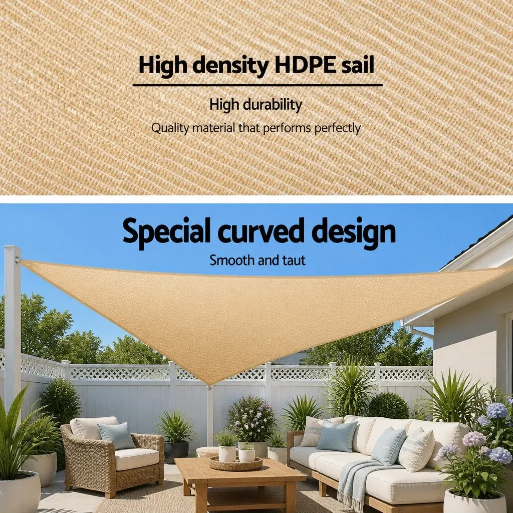 Triangle Shade Sail 3.6x3.6x3.6M Sun Canopy Sand Outdoor Patio Pool Sunshade