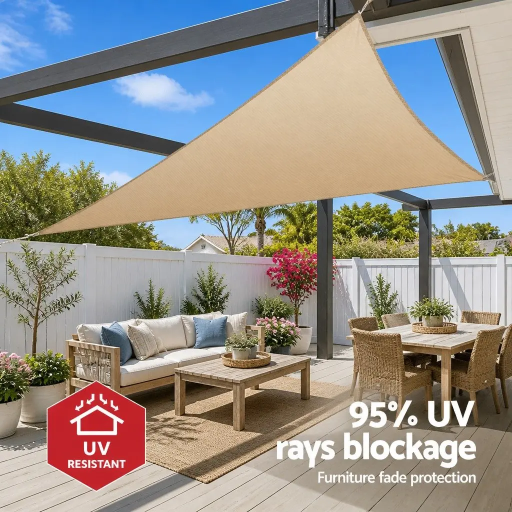 Triangle Shade Sail 3.6x3.6x3.6M Sun Canopy Sand Outdoor Patio Pool Sunshade